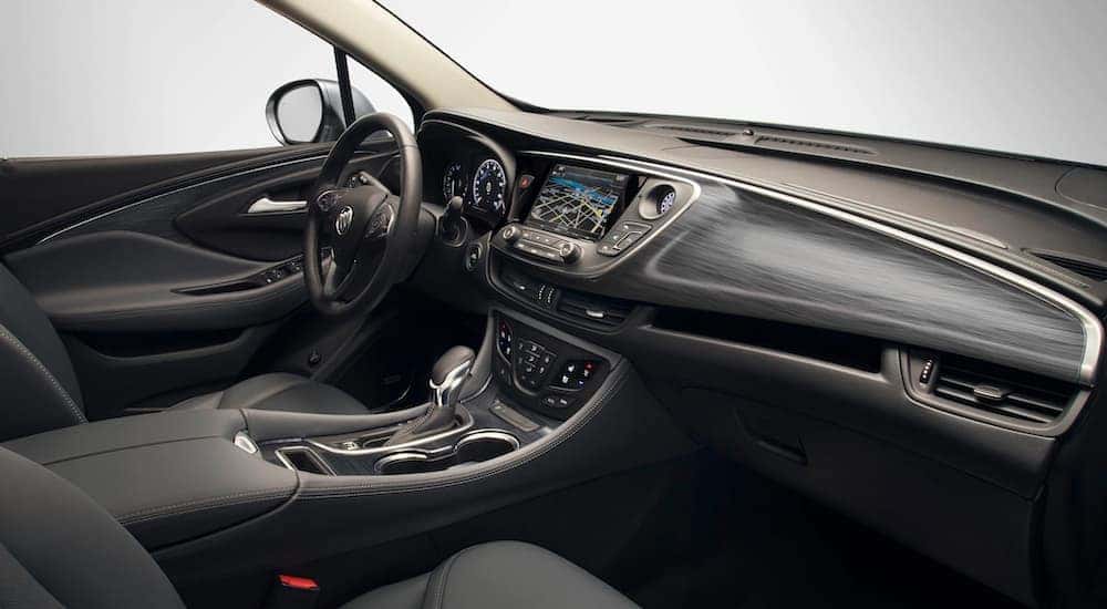 The black interior is shown on the 2021 Buick Envision.
