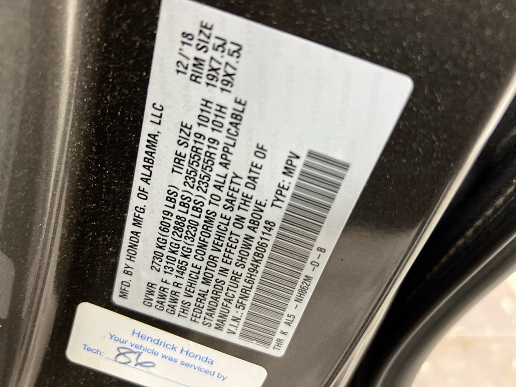 2019 Honda Odyssey Elite