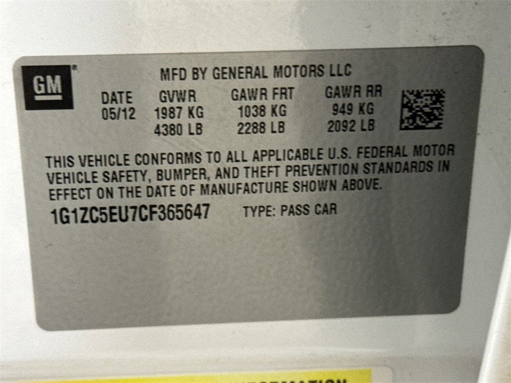 2012 Chevrolet Malibu LT w/1LT